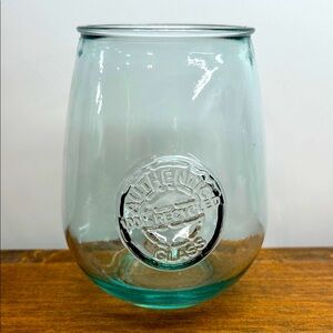 San Miguel Authentic 100% Recycled Green Glass Stemless Goblet Drinking Glass